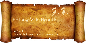Frisnyák Henrik névjegykártya